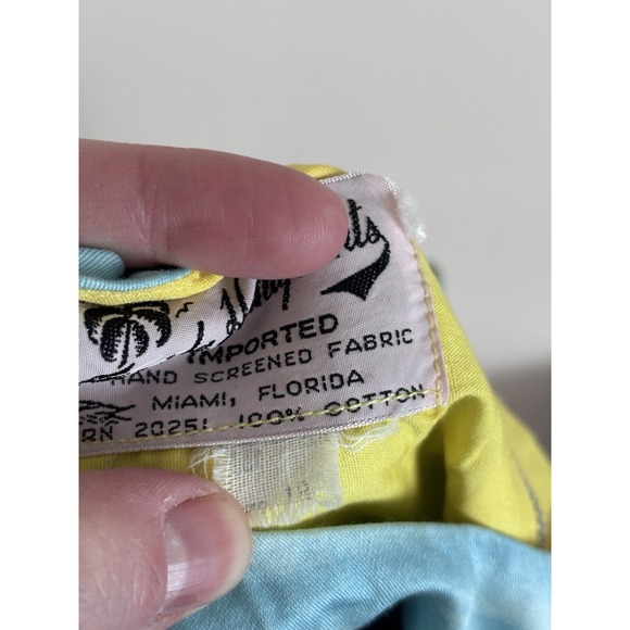 Vintage 70s Florida Handprints Shift Dress Size 10 Screenprint Cotton Retro - Picture 2 of 10